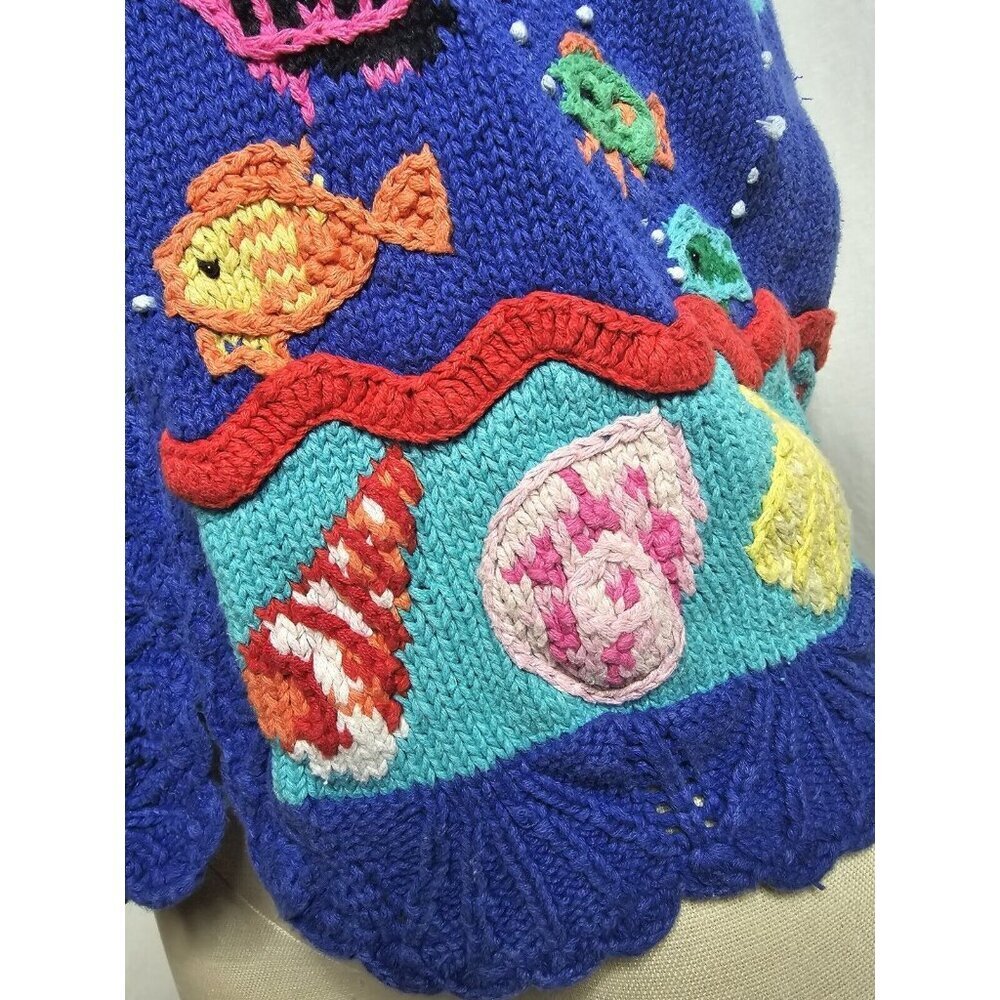 Vintage Star Blue Originals Ocean theme Women's Sweater Size Small sleeveless - Picture 7 of 13